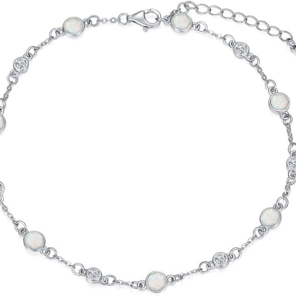 Jewelry - Anklet Bracelet Sterling Silver Natural Opal Beach Summer Jewelry Gift